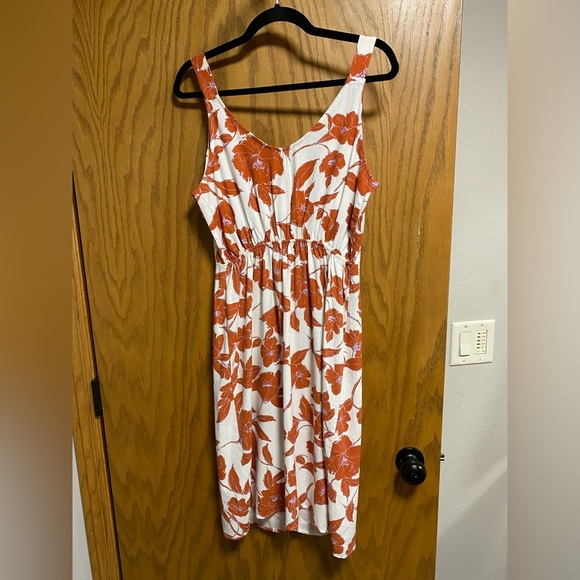 NWT Monteau Linen Blend Floral Button Front Midi Dress Size M Cottagecore Summer - Picture 7 of 7